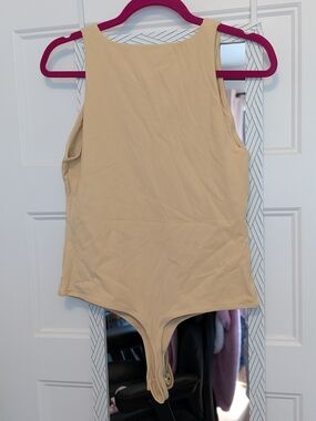 CRZ YOGA Beige Sleeveless One-Piece Bodysuit